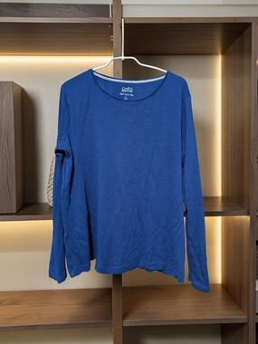 Croft & Barrow Royal Blue Long Sleeve Classic Tee Crew Neck Women's Large EUC